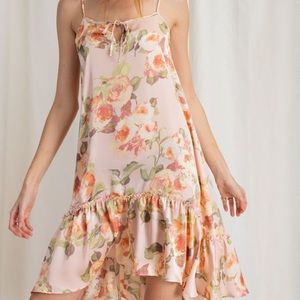 Ruffle Dull Satin High Lo Dress